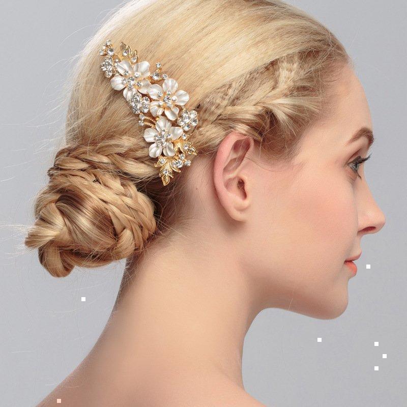  hair accessory flower Gold pearl hair ornament wedding head dress hairpin ornamental hairpin wedding . stop Japanese clothes 