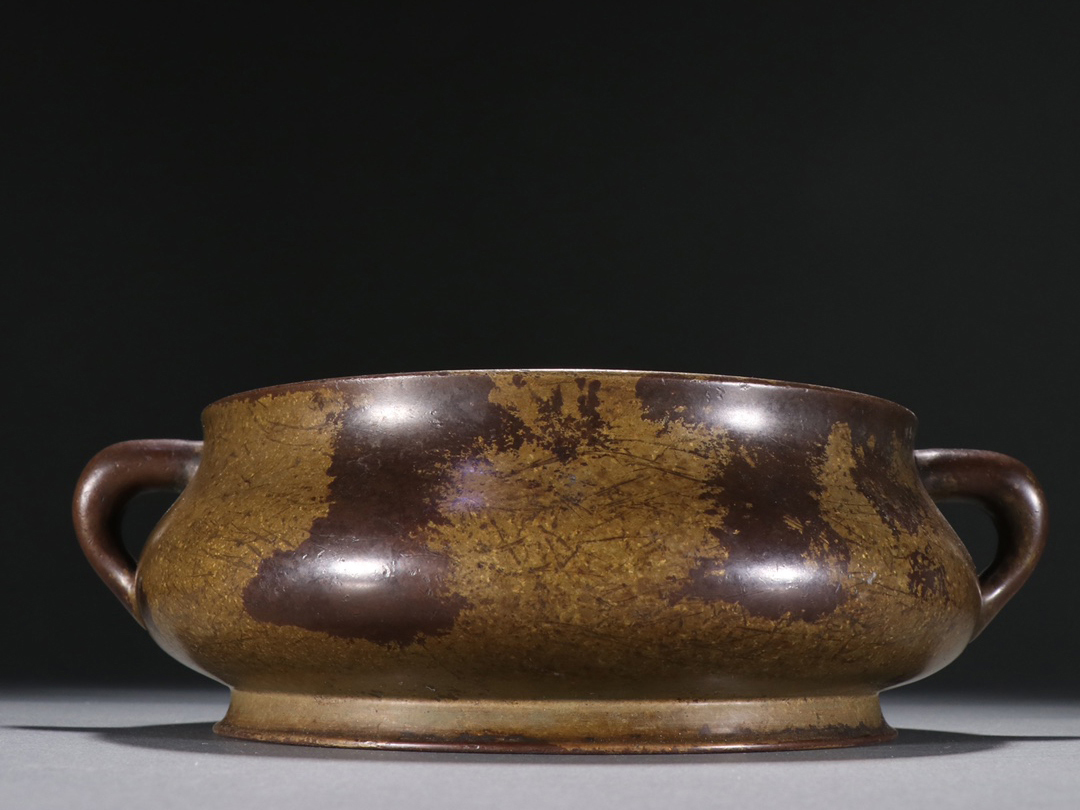 ▽鴻▽明朝時代 古銅彫 双耳炉 宣徳年製款 時代物 中国古美術 骨董品