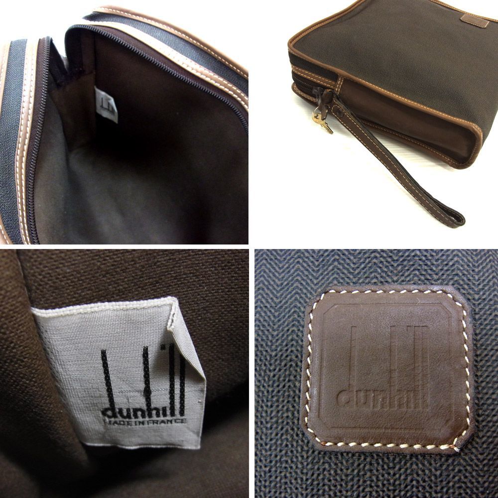 VINTAGE●Alfred Dunhill ダンヒル ボストン トート バッグ ショルダー エコ ショッピング ポーチ付き メンズ 鍵付き 大容量 1円スタート_ポーチ各アップ