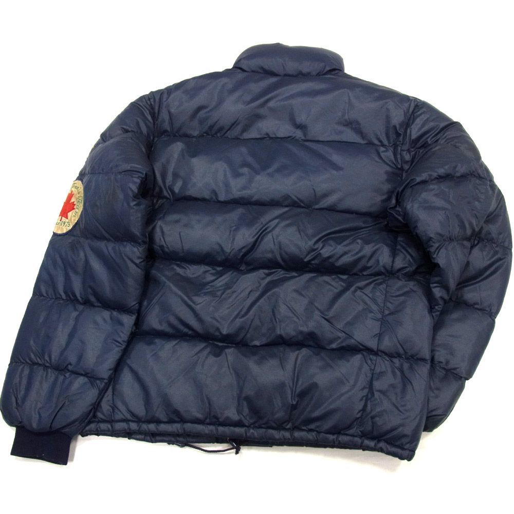 レア VINTAGE●MONCLER モンクレール 80’s ダウンジャケット ワッペン付き オールド メンズ スノーウェア 正規品 当時物 濃紺 1円スタート_画像2