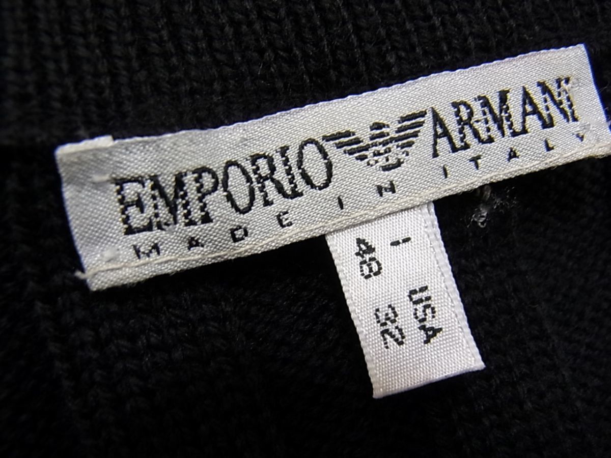 ◇EMPORIO ARMANI アルマーニ　リブニット ジップジャケット ブラック 伸縮性 イタリア製 1円スタート_画像6