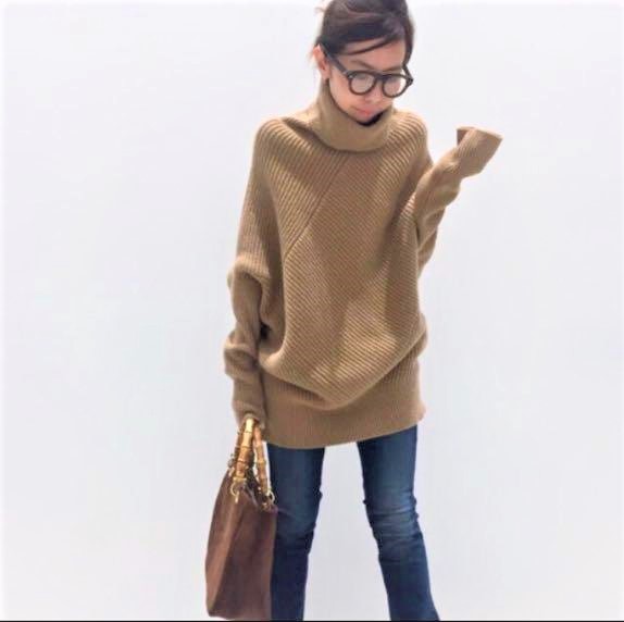 新品同様★L'Appartement Asymmetry Knit　タートル　ウール×カシミア　ニット　アシンメトリー　キャメル★DEUXIEME/アパルトモン_画像2