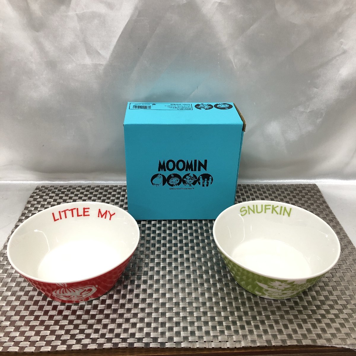 【未使用保管品/インボイス登録店/KSH】MOOMIN ムーミン サラダボウル ミ-＆スナフキン 2枚セット お皿 食器 陶器鉢 HA1209_画像1