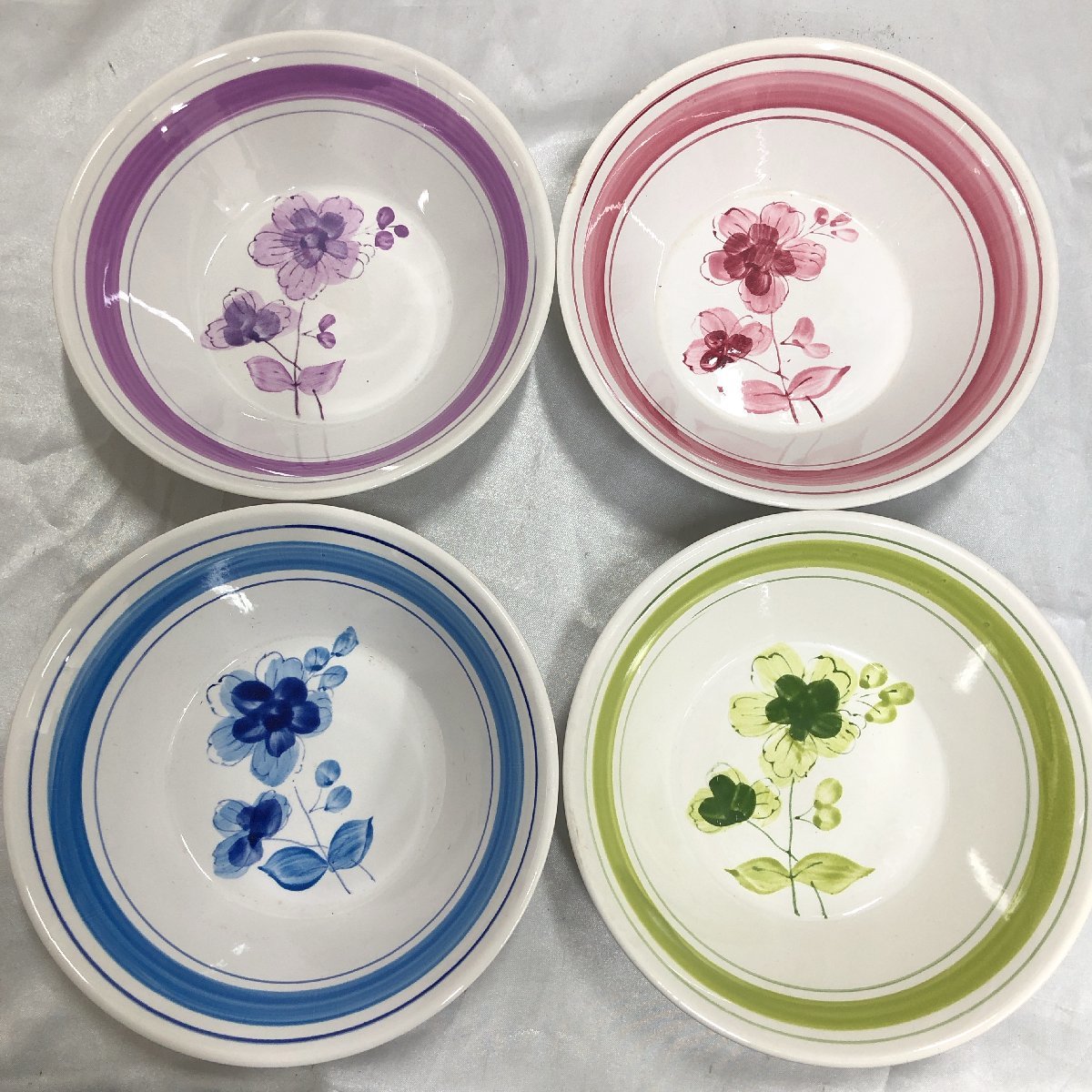 【未使用/長期保管品/インボイス登録店/TO】Souritus AKECHI 鉢器 深皿 絵皿 径約18cm 陶器 洋食器 4客セット　MZ1230-1_画像2