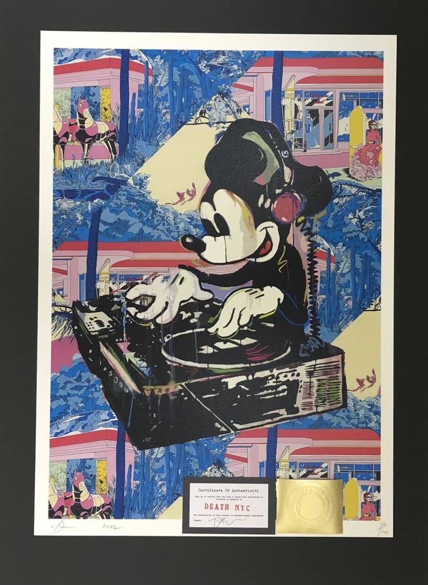 世界限定100枚 アートポスター DEATH NYC ミッキーマウス Mickey Mouse DJ バンクシー banksy アンディウォーホル 現代アート ポップアート_画像1