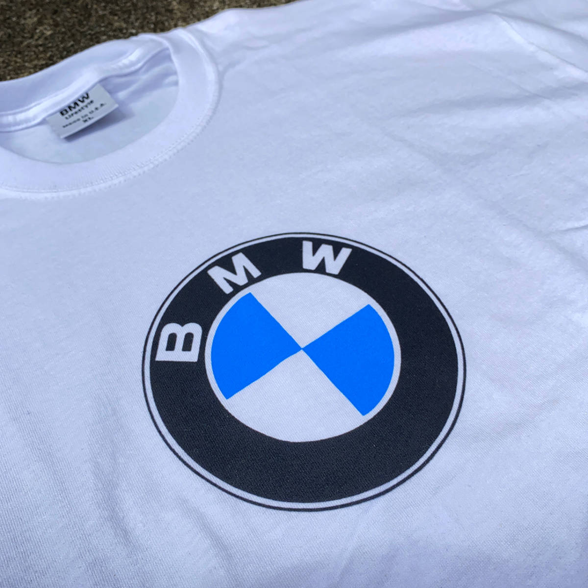 デッドストック USA製 BMW ロゴ プリント 半袖Tシャツ白XLサイズ オフィシャル アメリカ製 企業ヴィンテージ新品オリジナル/ビーエム未使用_画像2