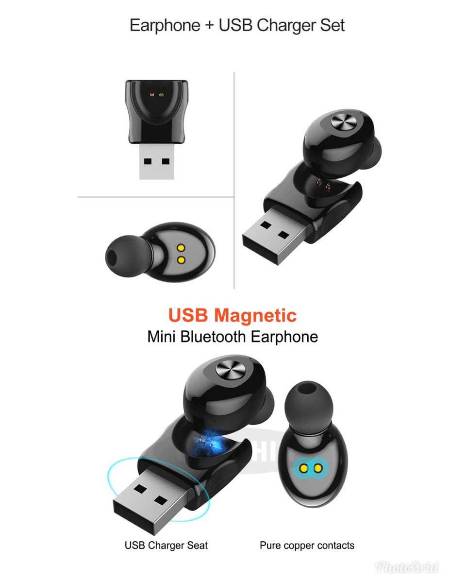 Bluetooth　イヤホン　ワイヤレスイヤホン 耳掛け型　イヤフォン イヤホンマイク 片耳　USB 充電 高音質 超軽量　