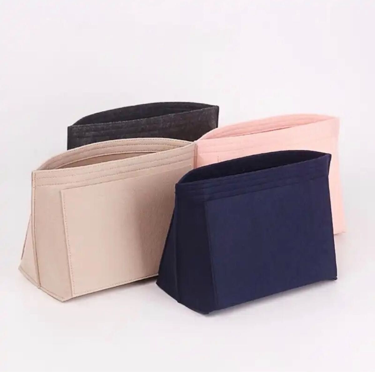 【S】バッグインバッグ　ピンク　バッグ　カバン　整理整頓　収納　小物　ポケット　ファスナー　型崩れ防止　厚手　小物　