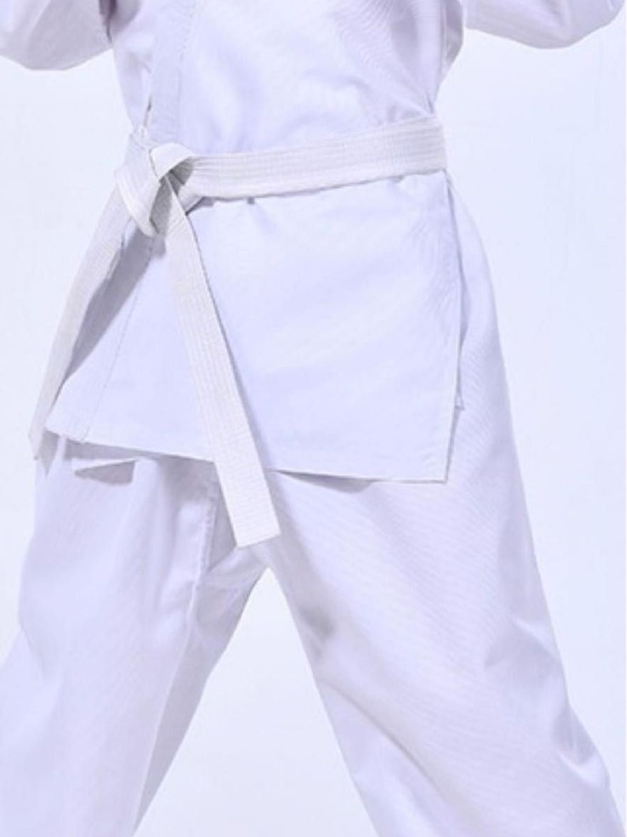 【120cm】道着　練習着　キッズ　子供　空手　男女兼用　上下　帯　120 帯　男の子　女の子　白　ゴム　綿