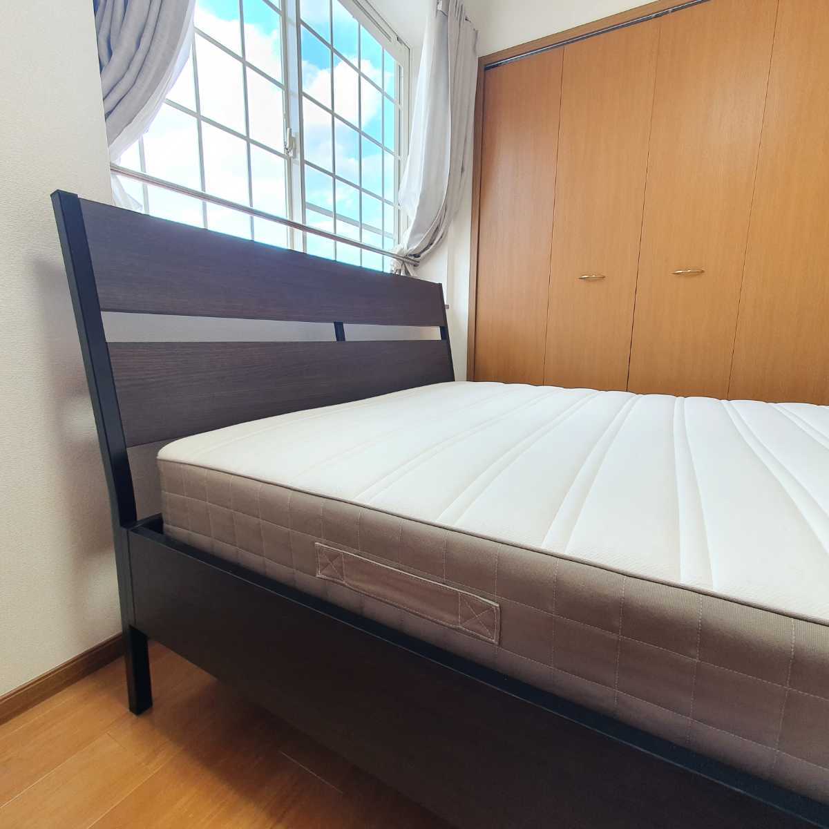 [ самовывоз возможно ] б/у товар IKEA TRYSILto белка .ru bed . матрац комплект двуспальная кровать 200x140 Okinawa префектура / отдаленный остров. рассылка не возможно 