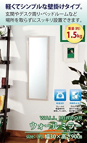  Takeda corporation [ mirror * mirror * looking glass ] wall mirror 90 white WLM-90WH 30×1.5×90cm