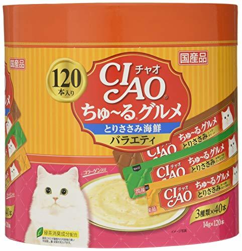  Ciao (CIAO) кошка для закуска ..~. гурман .. куриная грудка морепродукты варьете 14 грамм (x 120)