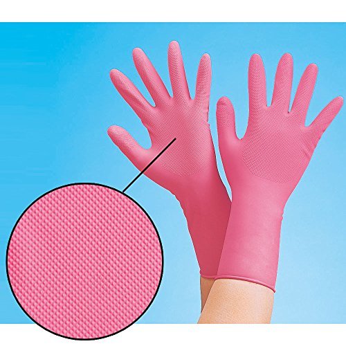左右兼用薄型家庭用ゴム手袋 ピンク 繰り返し利用 作業 キッチン 掃除 炊事 食器洗い 園芸 10枚入_画像5