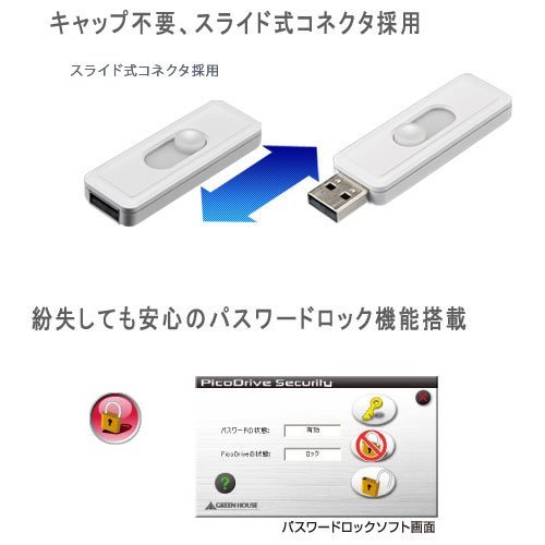 グリーンハウス USBフラッシュメモリ 「ピコドライブSNAP」 8GB GH-UFD8GSN_画像4