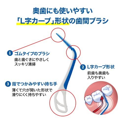 小林製薬のやわらか歯間ブラシL字カーブ SSS-Sサイズ 20本入1個 ゴムタイプ(糸ようじブランド)の画像3