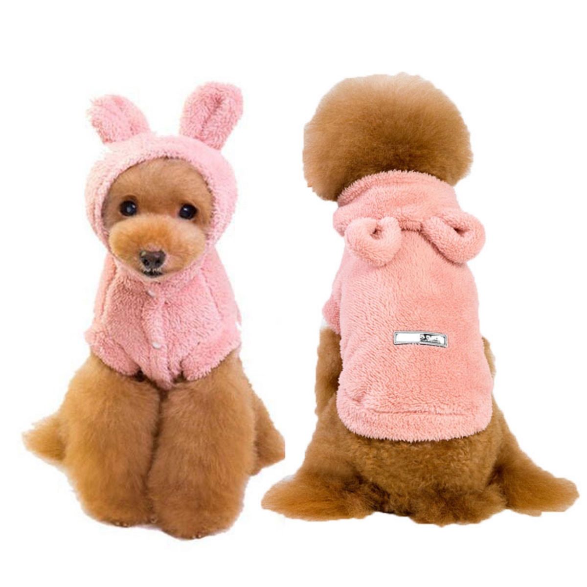 【SALE！】犬服 XL ピンクモコモコのうさぎ耳パーカー　人気可愛い　暖かい　秋冬フリース