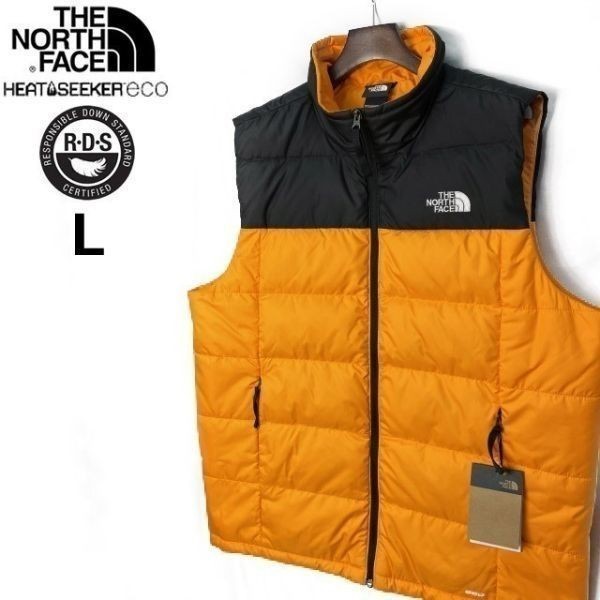 1円～!売切!【正規新品】THE NORTH FACE ALPZ 2.0 VEST ダウンベスト US限定 RDS認証 ロゴ刺繍 550フィル 防寒(L)オレンジ 黒 190122-83-c_画像3