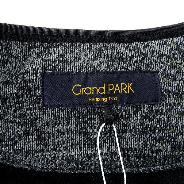 新品 ニコル 秋冬 裏起毛 ニット ノーカラー ジャケット 46(M) 灰黒 【J46184】 Grand PARK NICOLE メンズ ブルゾン ファー カーディガン_画像10