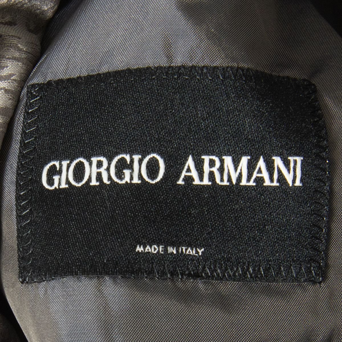 GIORGIO ARMANI ジョルジオ アルマーニ テーラード ジャケット シングル 総柄 シルバー 総裏 レーヨン混 メンズ 古着 紳士 フォーマル_画像10