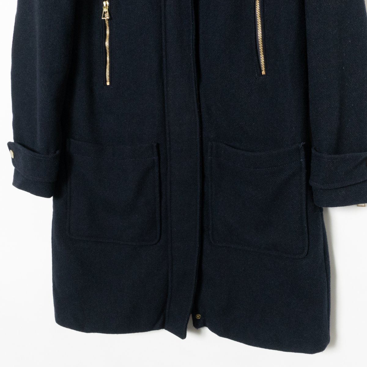 ZARA trafaluc OUTERWEAR ジップアップコート ザラ トラファルク アウターウェア ダークネイビー フード取り外し可能 綺麗め USAサイズM_画像3