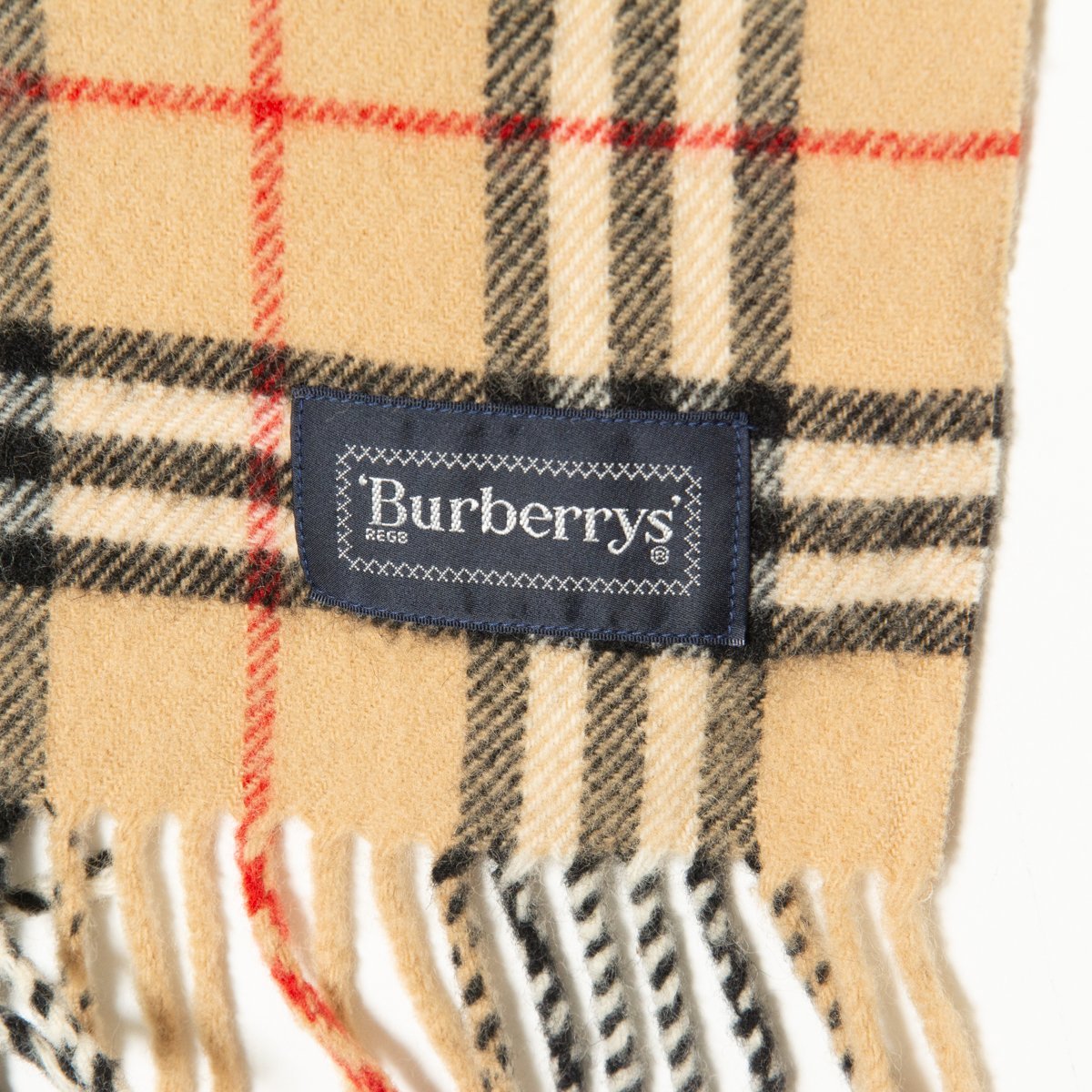 【1円スタート】Burberrys バーバリー ノバチェック ブランケット 膝掛け ウール100％ ロゴ刺繍 ベーシック 黄土色 ベージュ 西川産業_画像4