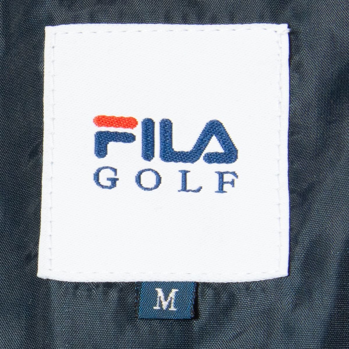 FILA GOLF フィラ ゴルフ 上下セット セットアップ ジップアップ ジャケット 中綿 Mサイズ ポリエステル 紺/ネイビー 総柄 古着 メンズ_画像7