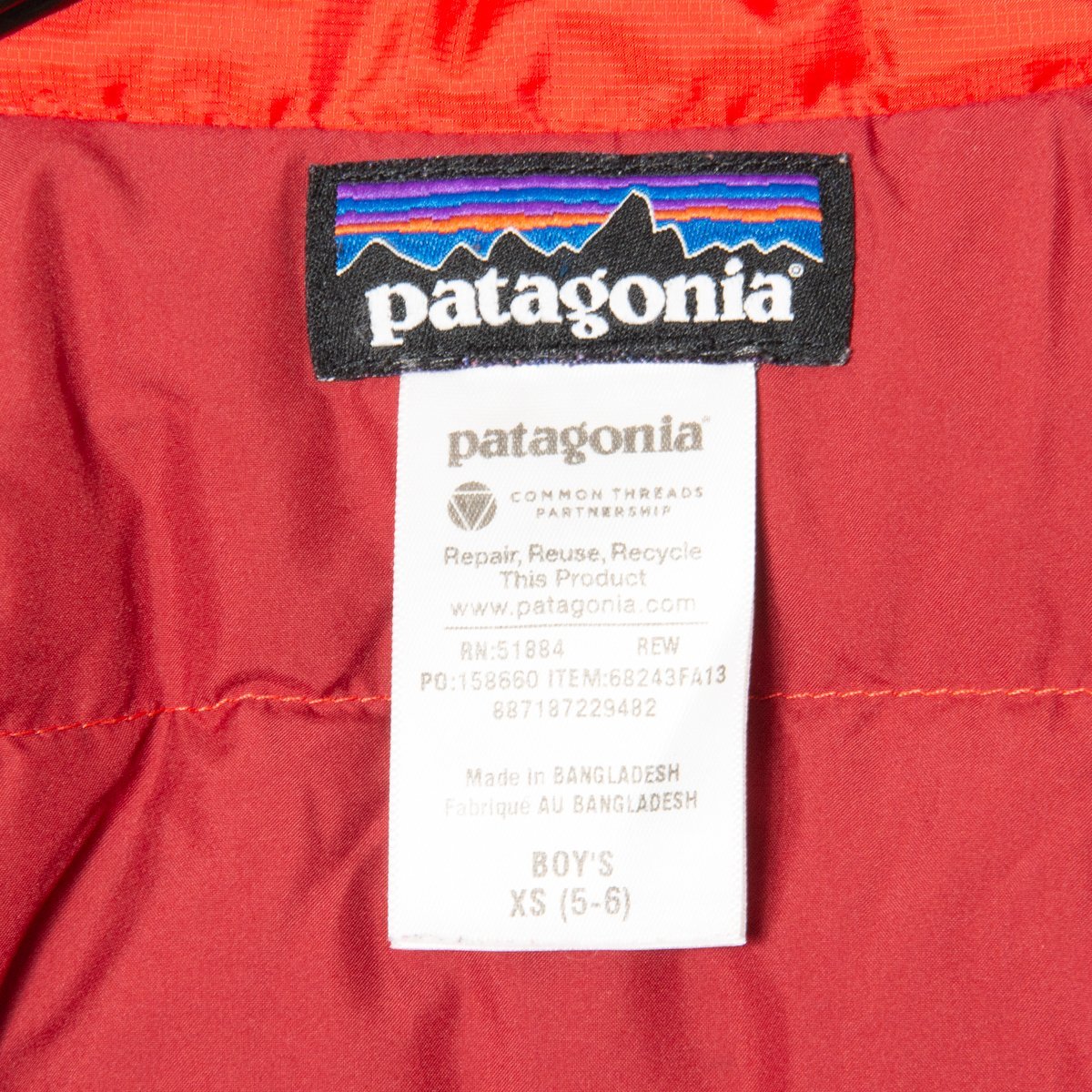 patagonia パタゴニア スタンドカラーダウンジャケット ブルゾン アウター 軽量 カジュアル 定番 ベーシック 赤 レッド XS 112-118 キッズ_画像7
