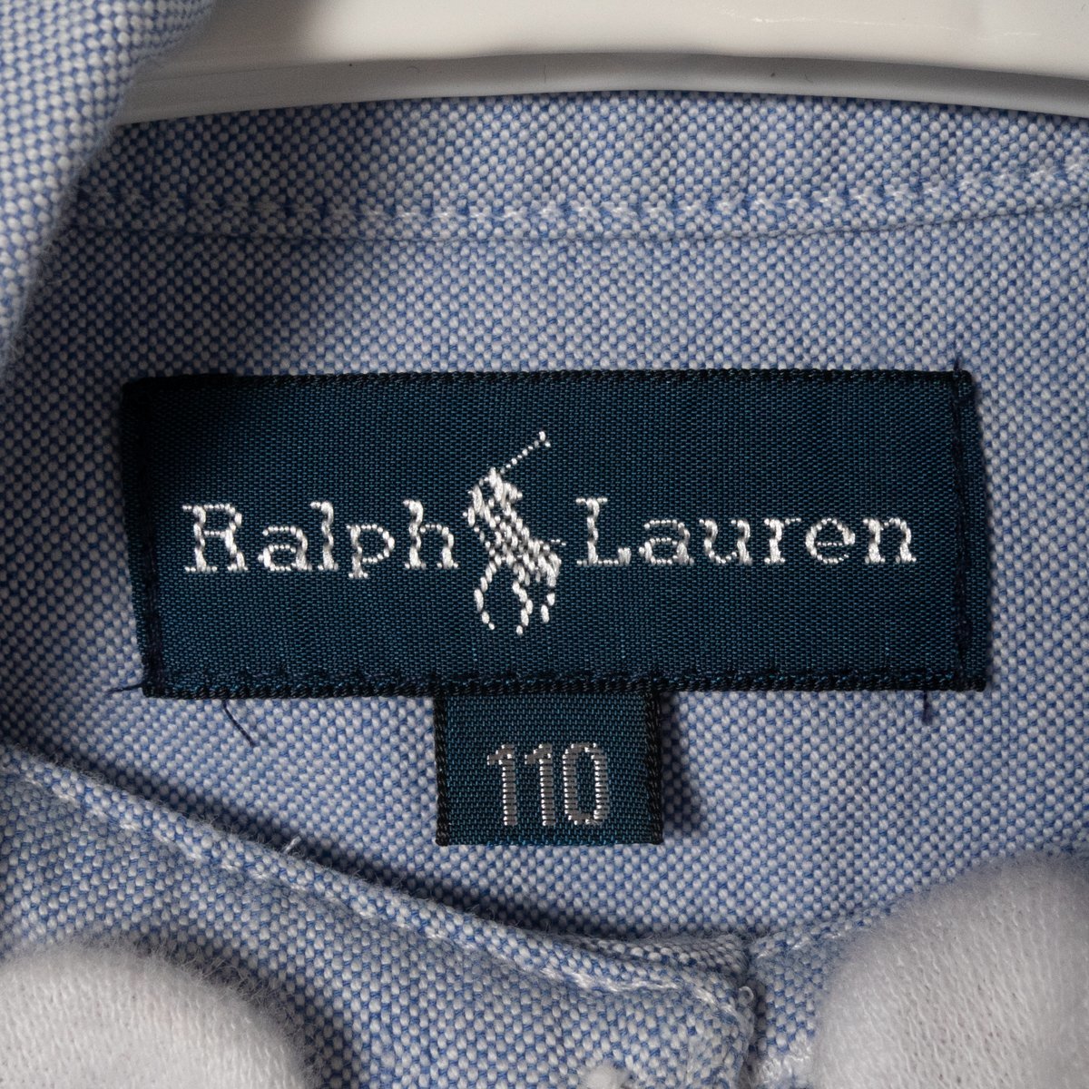 メール便◯ RALPH LAUREN ラルフローレン kids 子供服 男の子 110 ロゴ刺繍 ボタンダウンシャツ サックスブルー コットン オックスフォード_画像2