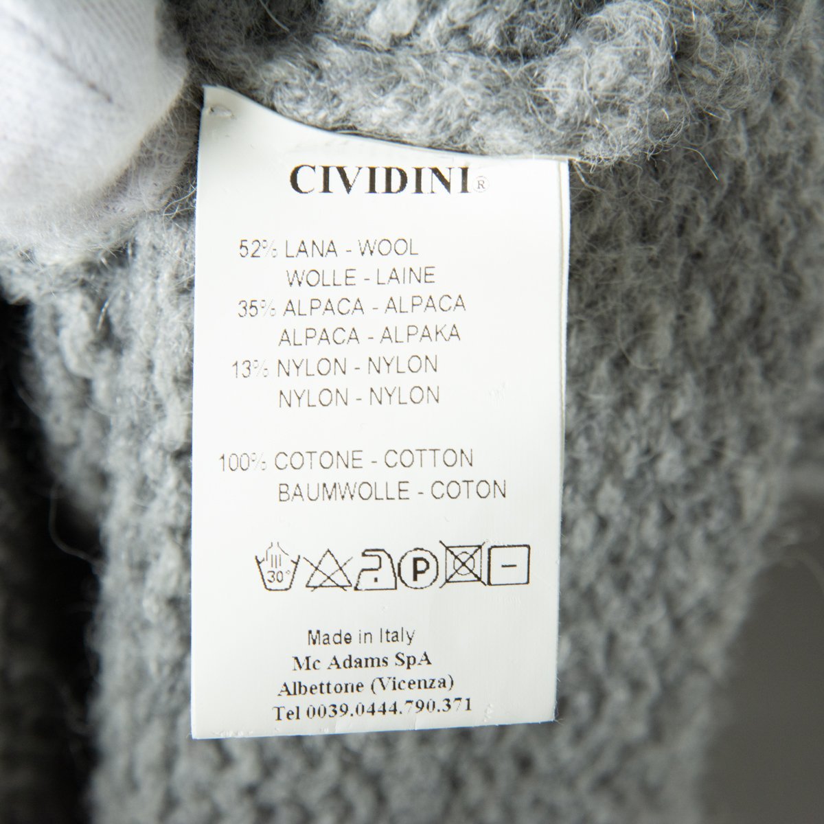 CIVIDINI チヴィディーニ レイヤード風長袖セーター ニット トップス ウールアルパカ カジュアル 灰色 グレー レディース イタリア製_画像7