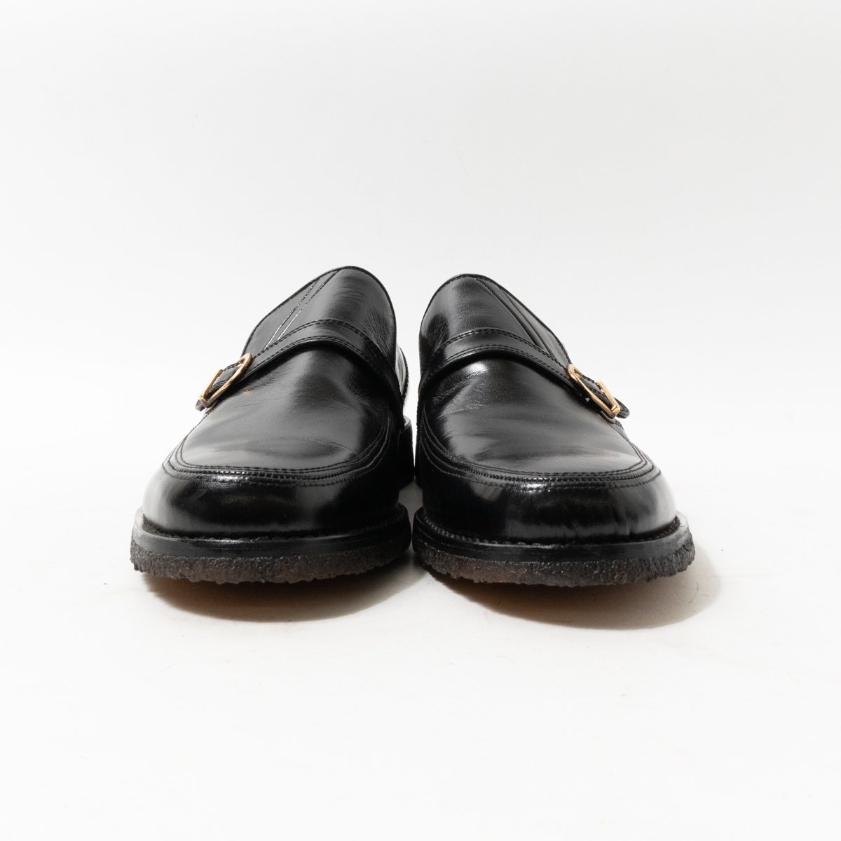 RIKI SHOES レザー ビジネスシューズ ローファー 靴 フラットシューズ ベルト 25.5cm ブラック 黒 綺麗め フォーマル 紳士靴 メンズ_画像4