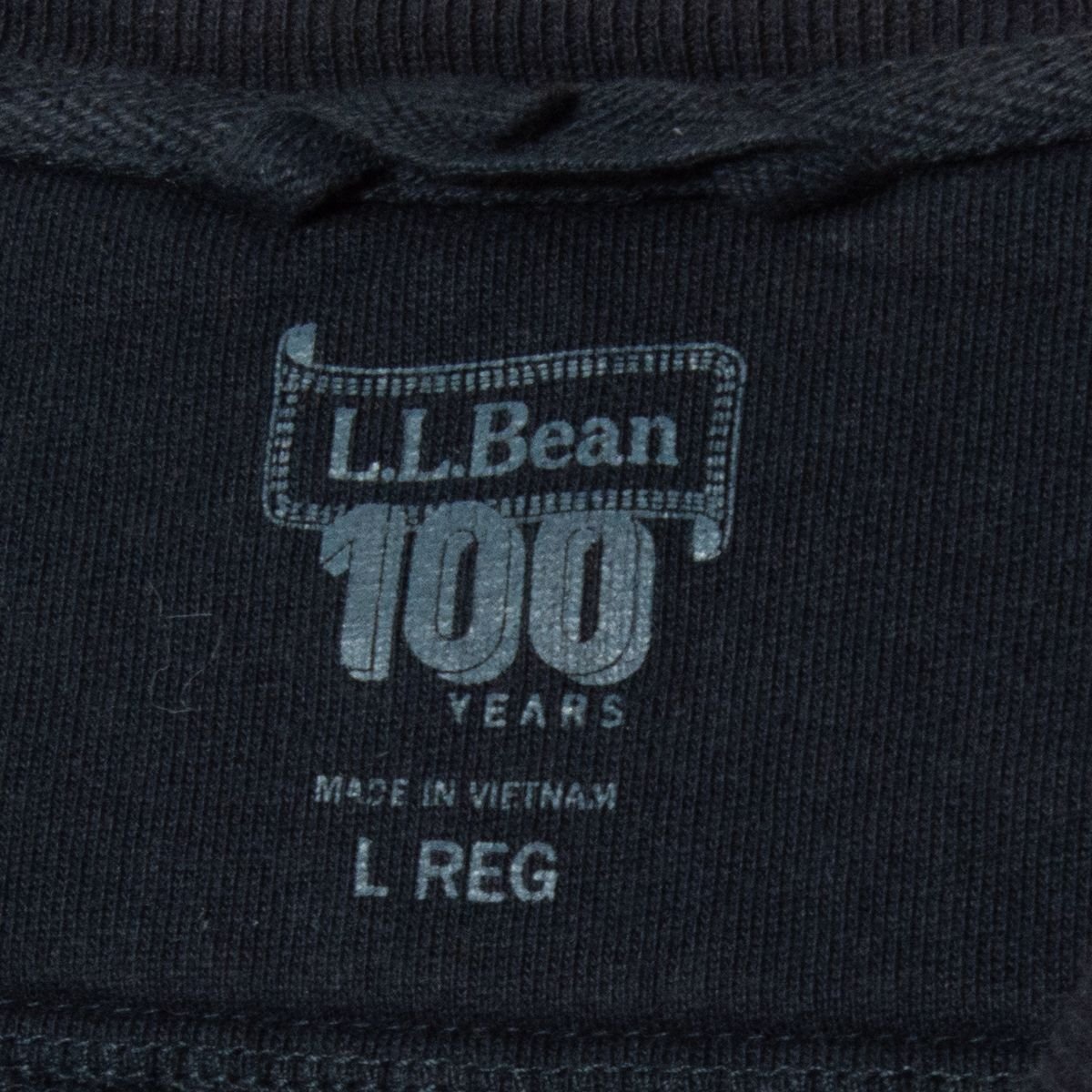 L.L.Bean エルエルビーン Lサイズ スウェット トレーナー 長袖 クルーネック 裏起毛 ロゴ刺繍 100周年記念 紺/ネイビー アウトドア 古着_画像4