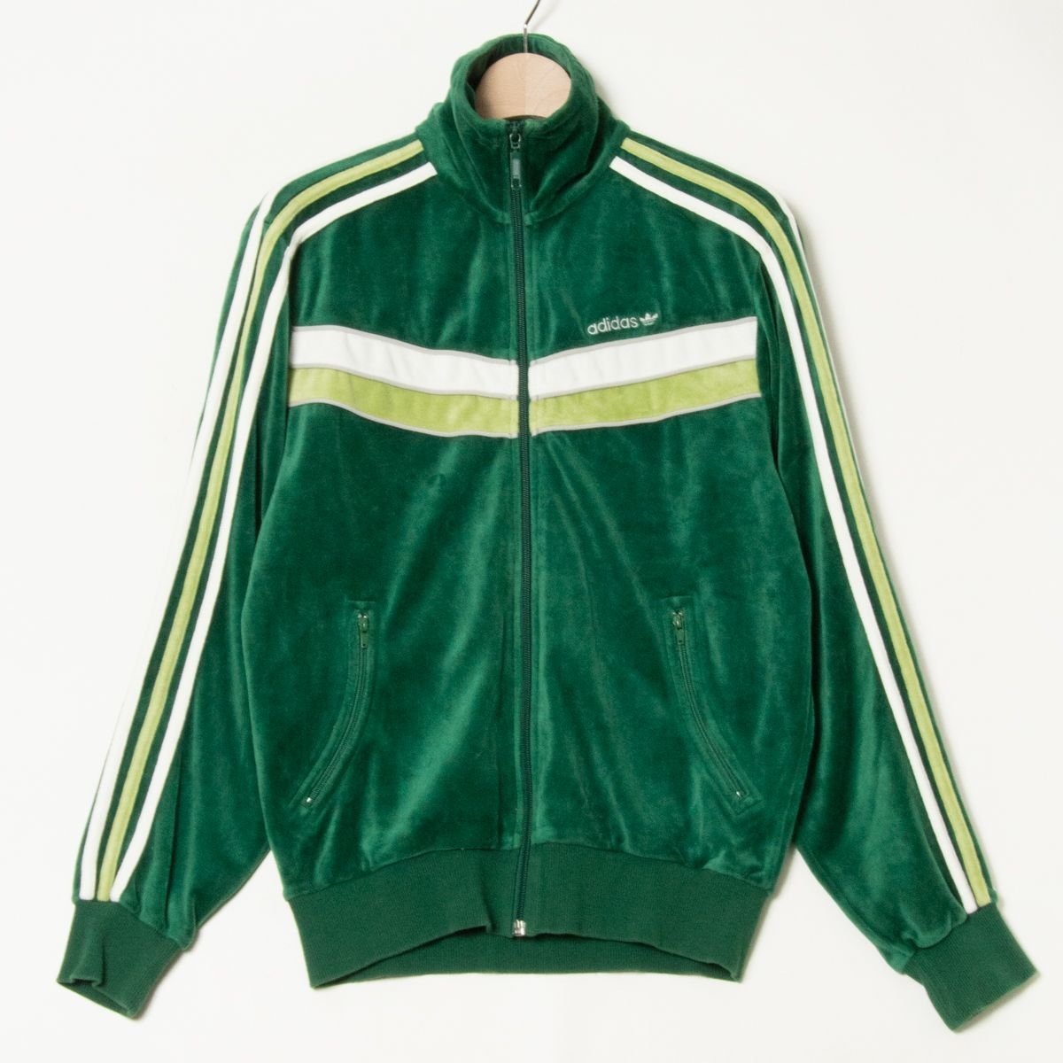 adidas トラックジャケット グリーン ジップアップジャケット M adidas グリーン ジップアップトラックジャケット