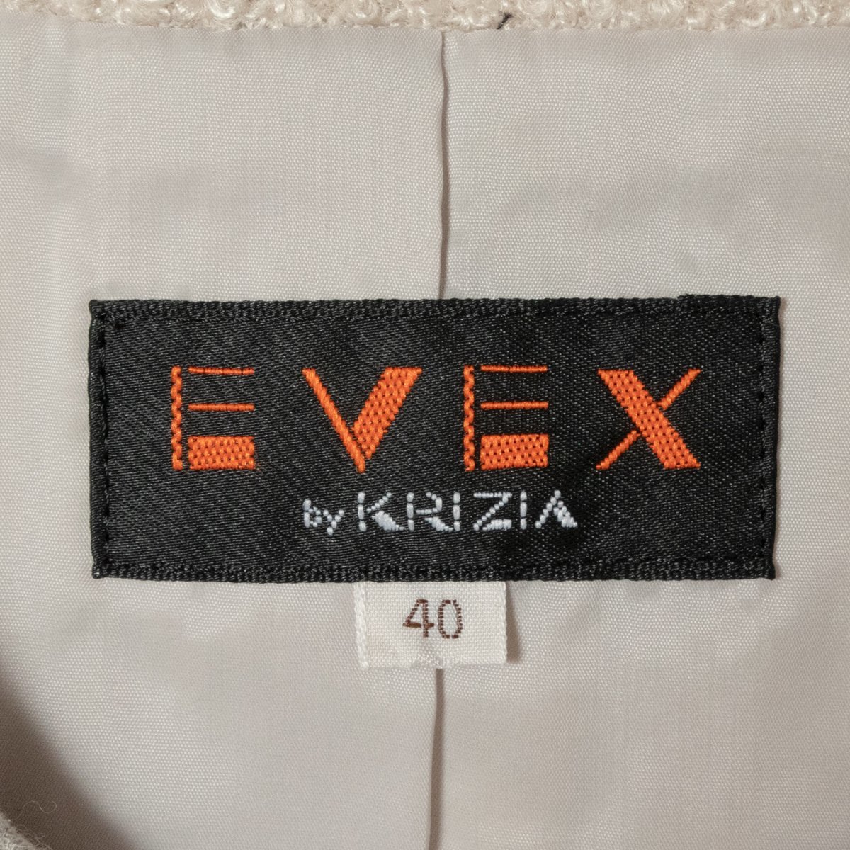 EVEX by KRIZIA エヴェックスバイクリツィア レディース 女性 ウールジャケット 40 L ベージュ パイピング 裏地あり レーヨン混 きれいめ_画像2