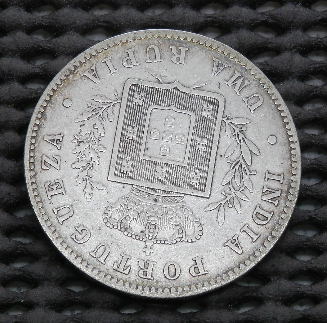 インド　ポルトガル領　1ルピー銀貨　1882年　11.52ｇ　30.6㎜×1.6㎜_画像2