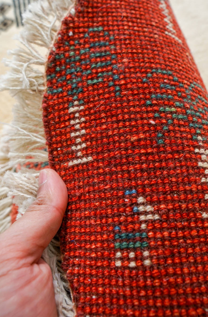 40×40cm　【ペルシャ絨毯 手織りギャッベ】アマレ族ギャッベ ギャベ 17293_画像4