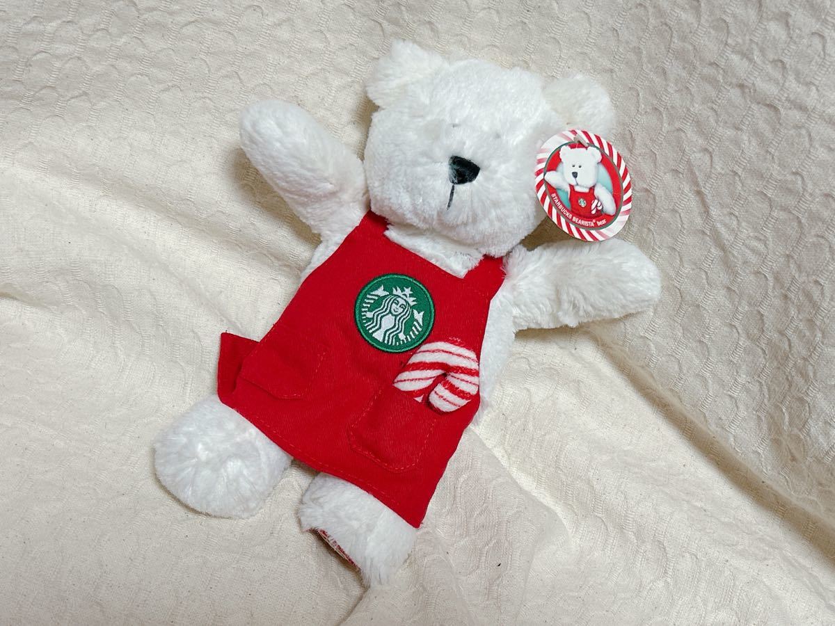 2011年 スターバックス ベアリスタ ホリデー クリスマス ホワイトベア しろくま ぬいぐるみ Starbucks テディベア エプロン_画像1