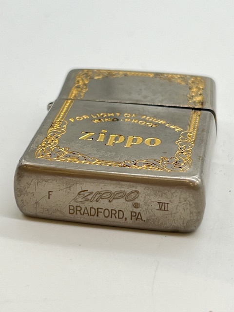 NS33030■ Zippo 1991 ジッポー F VII オイルライター 金彩 ヴィンテージ 喫煙具 シルバー × ゴールド カラー ■_画像6