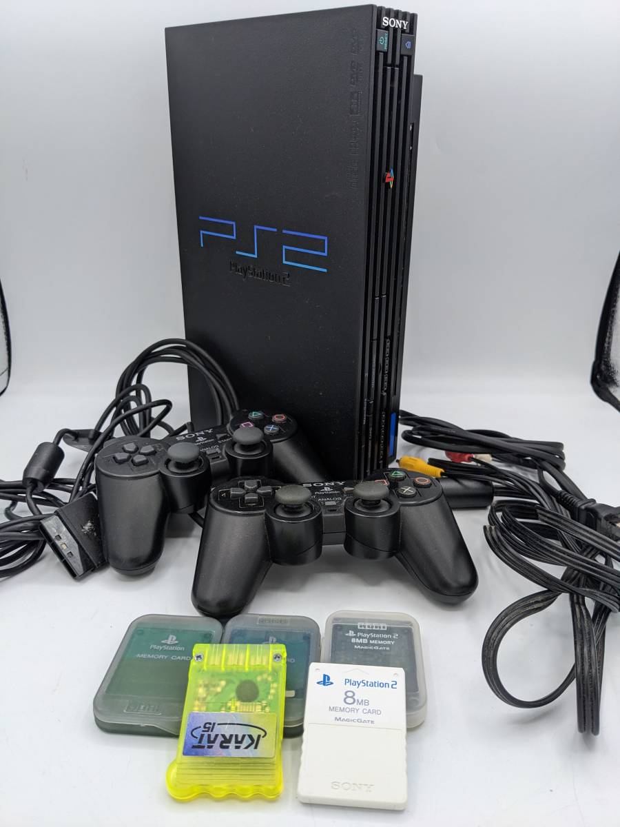 N33769 【通電確認済み】プレステ プレイステーション ゲーム機 play station2 日本ゲーム コントローラーセット メモリーカードつき_画像1