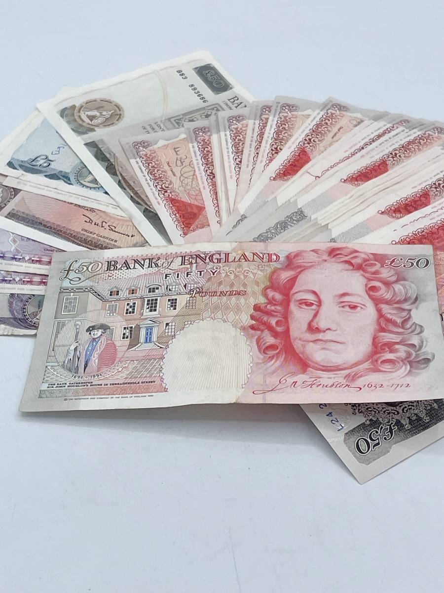 N 【イギリス紙幣 合計2435ポンド】おまとめ 外貨 外国紙幣 旧紙幣 イングランド_画像3