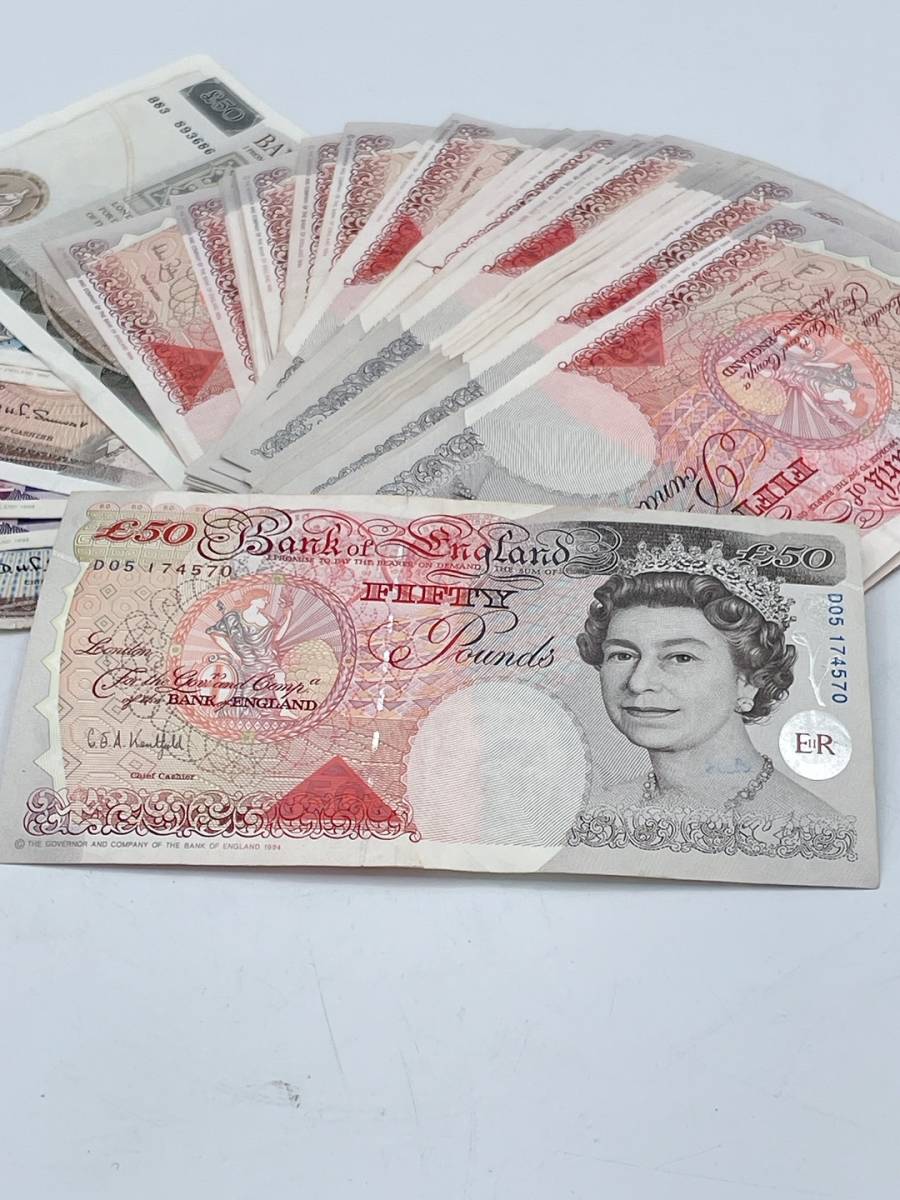 N 【イギリス紙幣 合計2435ポンド】おまとめ 外貨 外国紙幣 旧紙幣 イングランド_画像2