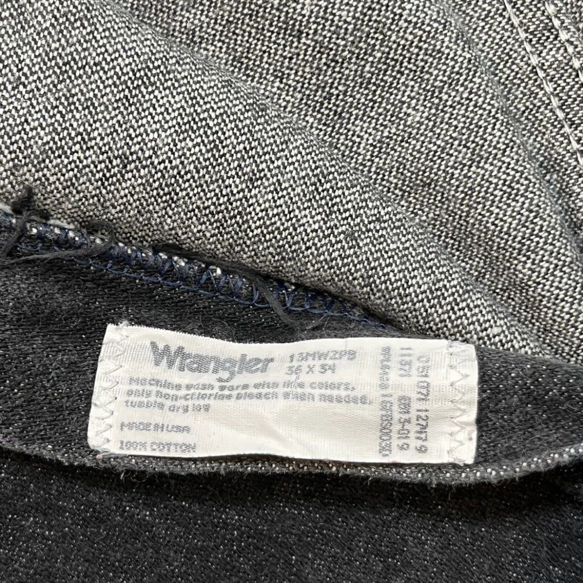 h309 美品 80 90 年代 ビンテージ アメリカ 製 wrangler ブラック デニム パンツ 36 × 34 vintage usa 80s 90s ラングラー_画像9