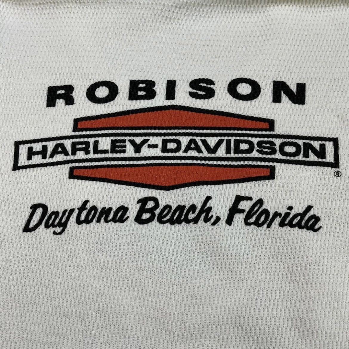 h182 希少 アメリカ 製 Harley-Davidson イーグル ロゴ サーマル ロンT ハーレーダビッドソン L ROBISON ロビソン ホワイト USA 米国_画像6