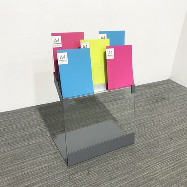  pamphlet stand 2 row 3 step magazine rack glass made oka blur used AP-854998B