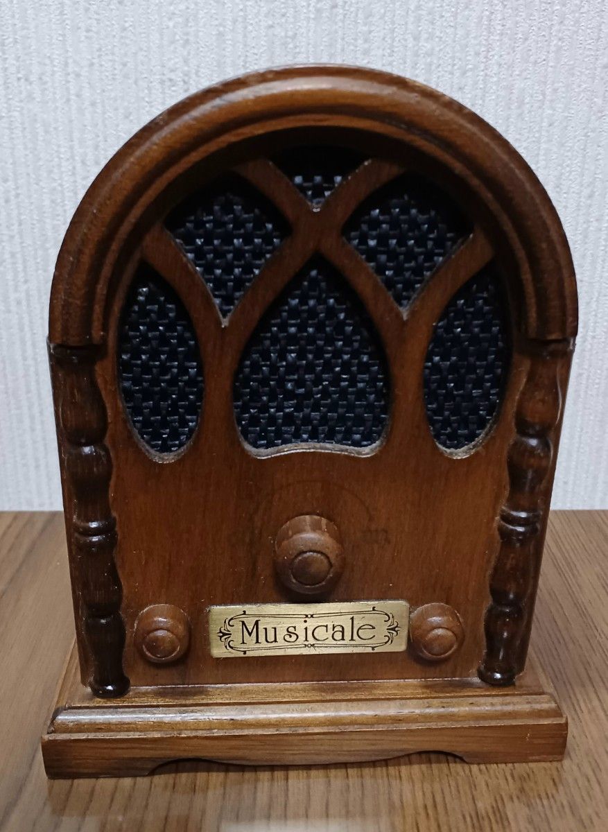 レトロ 昭和ラジオ型 オルゴール SANKYO 木製 アンティーク