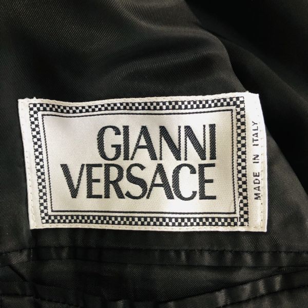 ジャンニヴェルサーチ　GIANNI VERSACE　スーツ　セットアップ　テーラードジャケット　XL　ネイビー　チェック　メデューサボタン　伊_画像3