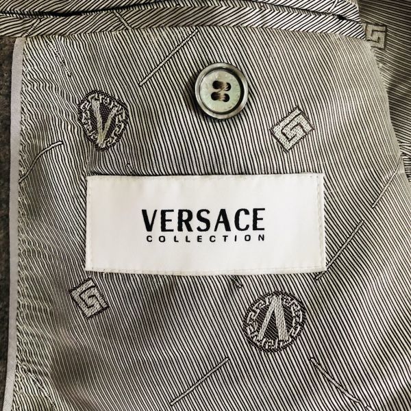 ヴェルサーチ　VERSACE COLLECTION　スーツ　セットアップ　テーラードジャケット XXL グレー　総裏　サイドベンツ　ウール　ビッグサイズ_画像3