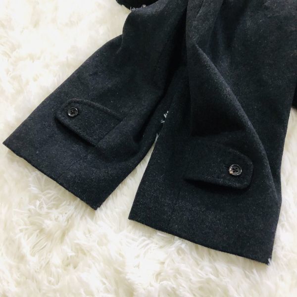 ★ピュアカシミヤ★ロングコート　比翼仕立　M　グレー　ステンカラーコート　カシミヤ100％　撥水　秋冬　PURE CASHMERE 極上の着心地_画像9