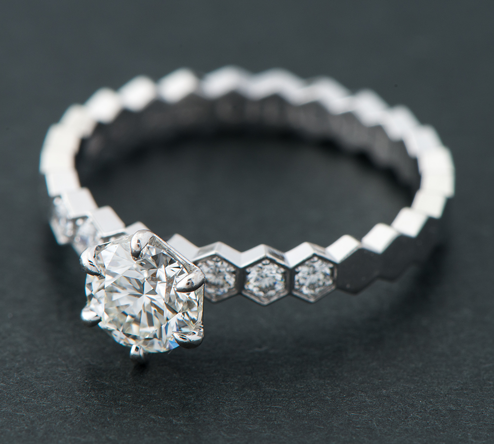  Chaumet Be my Rav sleigh tail diamond 0.50ct diamond 18 gold white gold 7 number ring * ring [ used ]