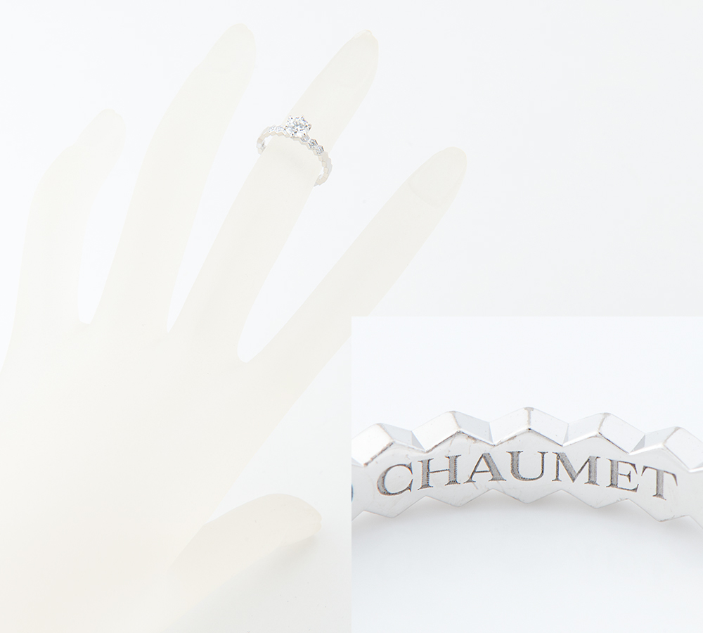  Chaumet Be my Rav sleigh tail diamond 0.50ct diamond 18 gold white gold 7 number ring * ring [ used ]