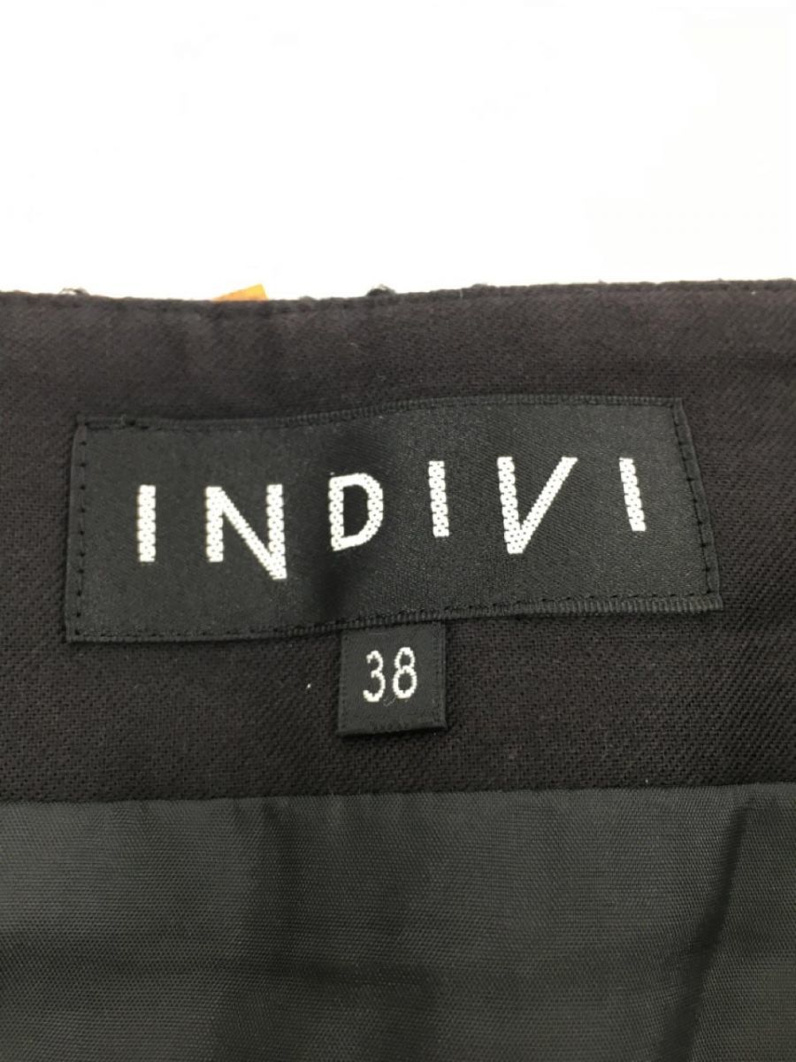 INDIVI インディヴィ ウール混 ツイード Aライン 台形 スカート size38/黒系 ◇■ ☆ dla4 レディース_画像5